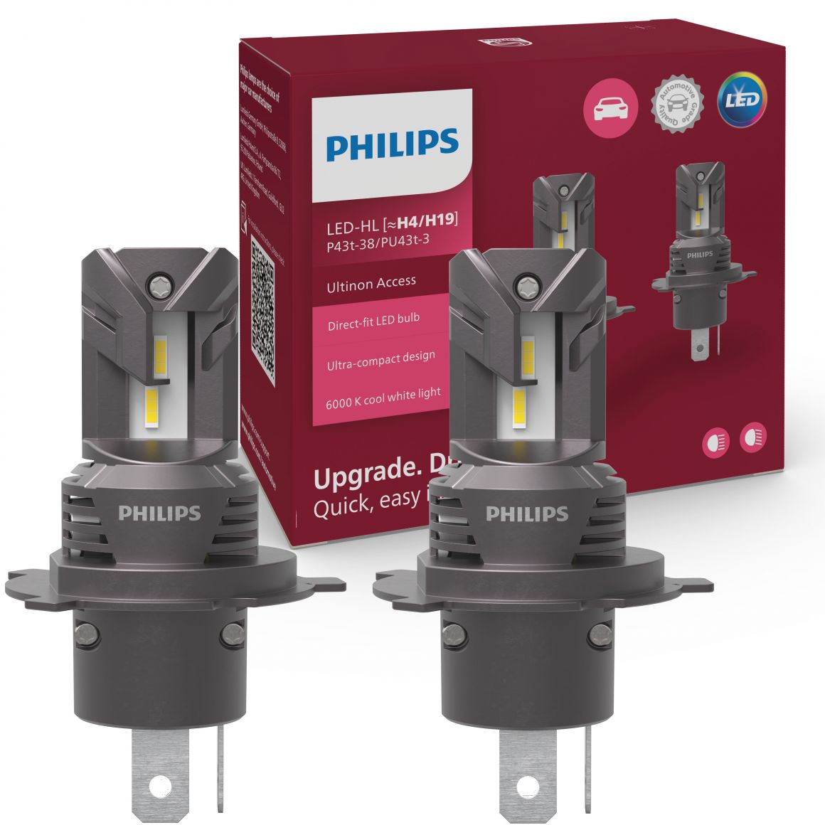 Philips Ultinon Access LED lampadina fari auto H4 ultra-compact direct 6000k